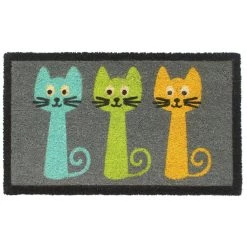 Cheap ✔️ RugSmith Gray Machine Tufted Three Cats Coir Doormat ❤️