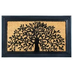 Deals ๐งจ RugSmith Natural Black Molded Tree Design Rubber Coir Doormat ๐
