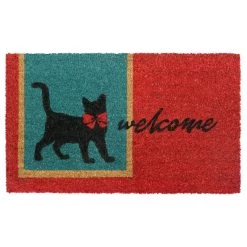 Coupon 😉 RugSmith Red Machine Tufted Welcome Cat Doormat 💯