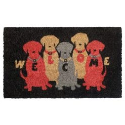 Hot Sale ❤️ RugSmith Red, Black & Brown Machine Tufted Welcome Colorful 🐶 Dogs Doormat 😀