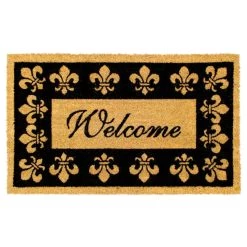 Deals 🎁 RugSmith Black & Brown Machine Tufted Welcome Fleur De Les Coir Doormat ✨