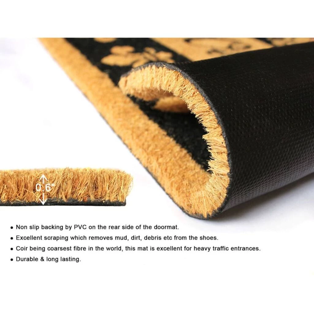 Deals ๐ RugSmith Black & Brown Machine Tufted Welcome Fleur De Les Coir Doormat โจ - Image 4