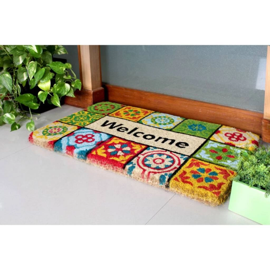 Best deal โค๏ธ RugSmith Bleah Handloom Woven & Printed Welcome Folk Tile Rubber Doormat ๐งจ - Image 2