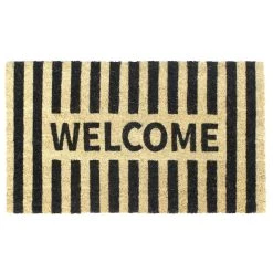 New 🧨 RugSmith Black Machine Tufted Welcome Stripe Doormat ✔️