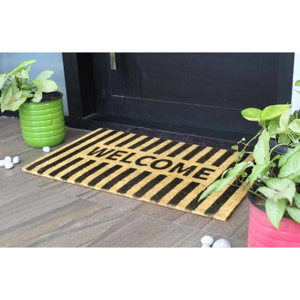 New ๐งจ RugSmith Black Machine Tufted Welcome Stripe Doormat โ๏ธ - Image 2