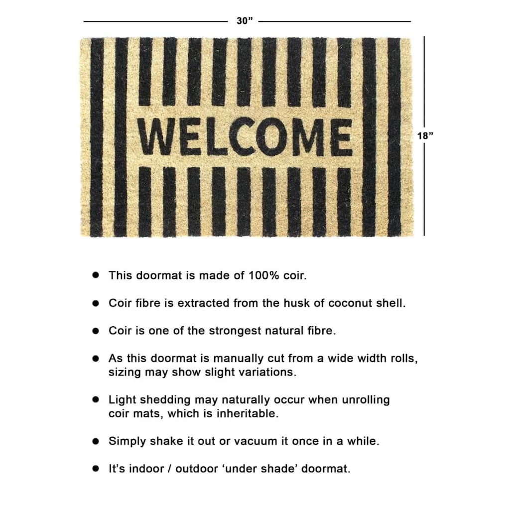 New ๐งจ RugSmith Black Machine Tufted Welcome Stripe Doormat โ๏ธ - Image 3