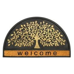 Outlet 🔔 RugSmith Natural Black Molded Welcome Tree Half-Round Rubber Doormat 🎁