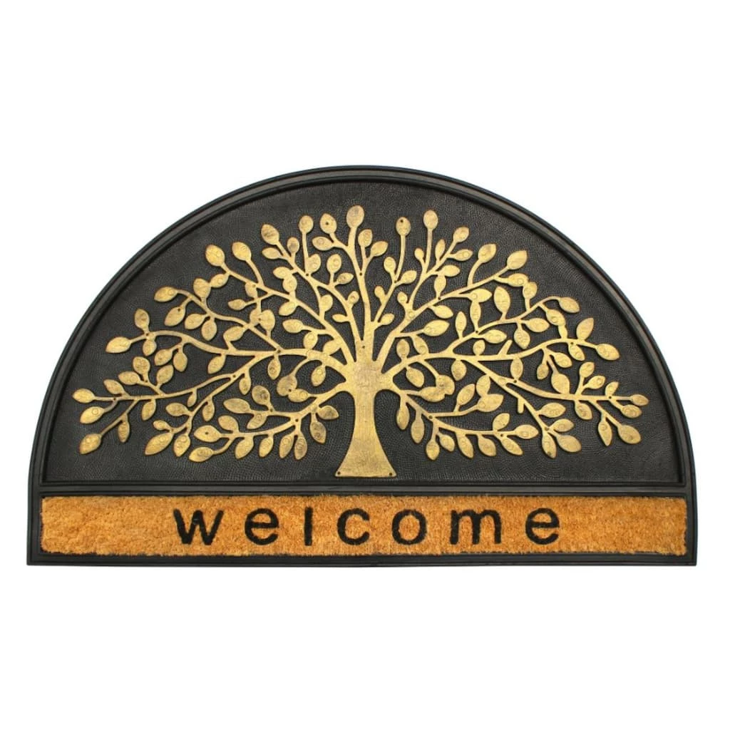 Outlet 🔔 RugSmith Natural Black Molded Welcome Tree Half-Round Rubber Doormat 🎁