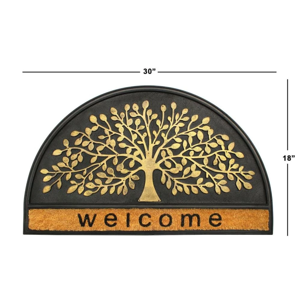 Outlet 🔔 RugSmith Natural Black Molded Welcome Tree Half-Round Rubber Doormat 🎁 - Image 3
