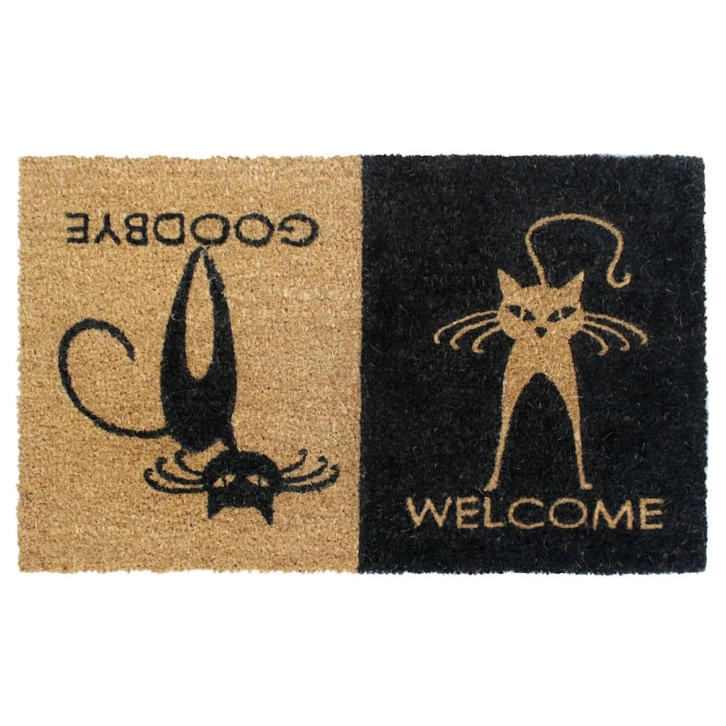 Discount โ RugSmith Black Machine Tufted Welcome Good Bye Cats Doormat โ